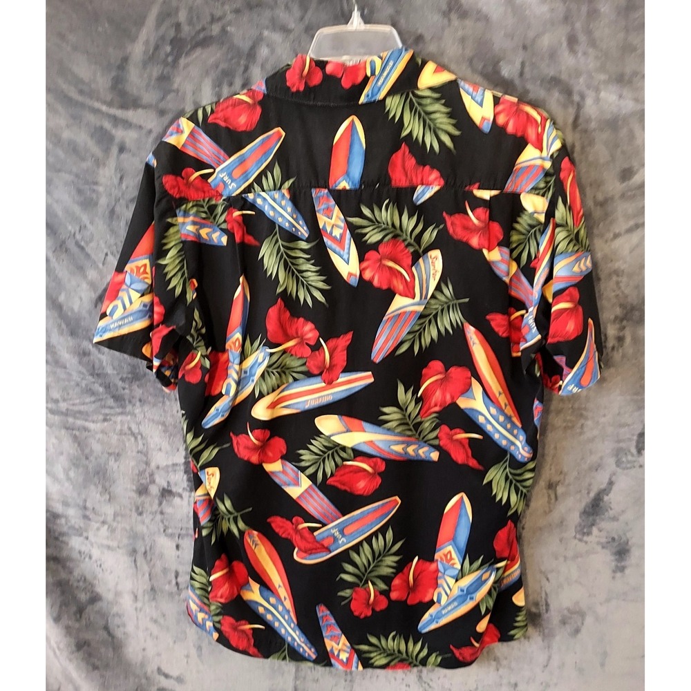 VTG Paradise On A Hanger Surfboard Floral Cotton Hawaiian Shirt Men's Small USA - Picture 4 of 14